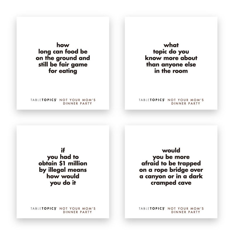 TableTopics Not Your Momâ€™s Dinner Party Conversation Cards for Adults to Get to Know Each Other on a New Level, 135 Eye-Opening Questions for Friends at Parties, Unique Host Gift - Image 4